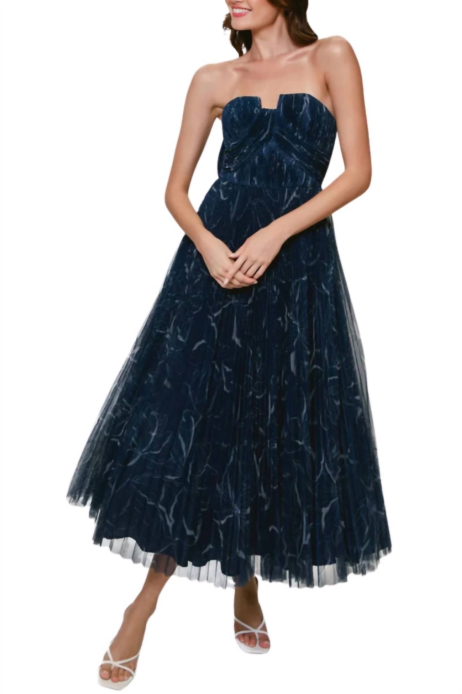 Hutch - Women's Accordion Skirt Maxi Gown Dress