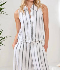 Tribal - Elastic Waist Hidden Placket Shirt