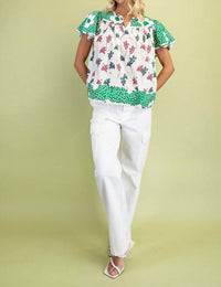 Gigio - Mixed Print Short Sleeve Top