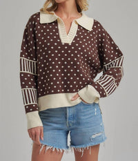 Bon - Just for Fun Polka Dot Collar Sweater