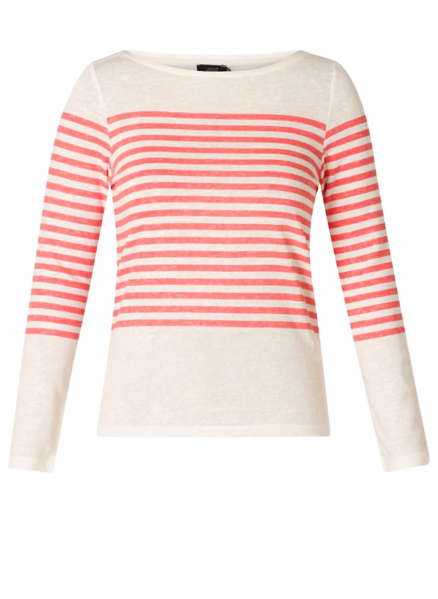yest Renate Striped Sweater in off white coral - women's sweater - detail view