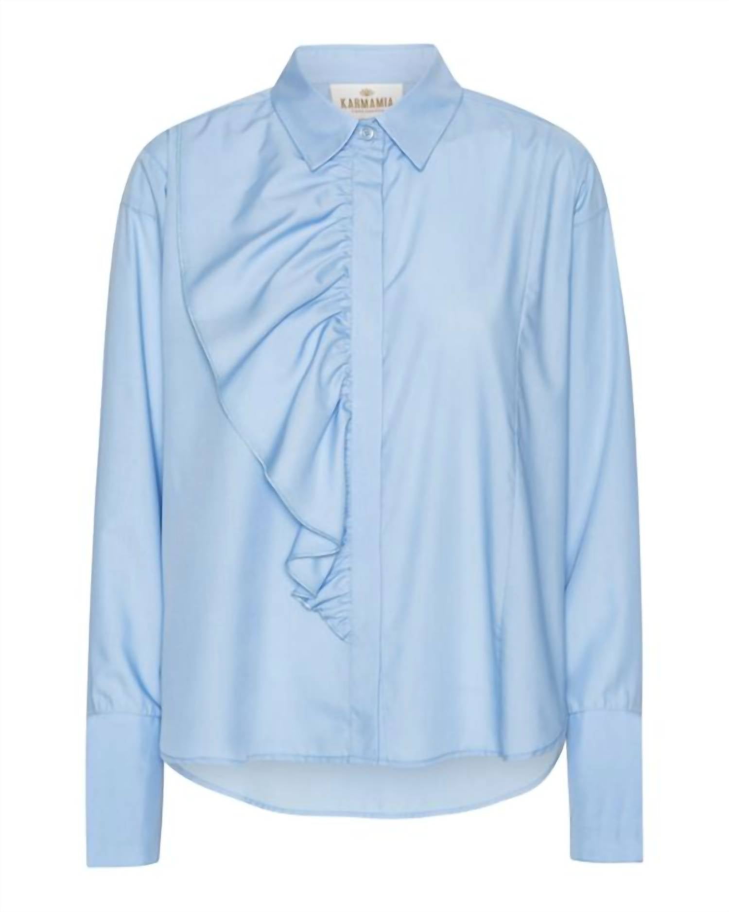 Karmamia Drew Shirt in sky blue cotton - women's blouse
