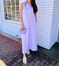Adrienne - Julia Violetta Seer Gingham Maxi Dress