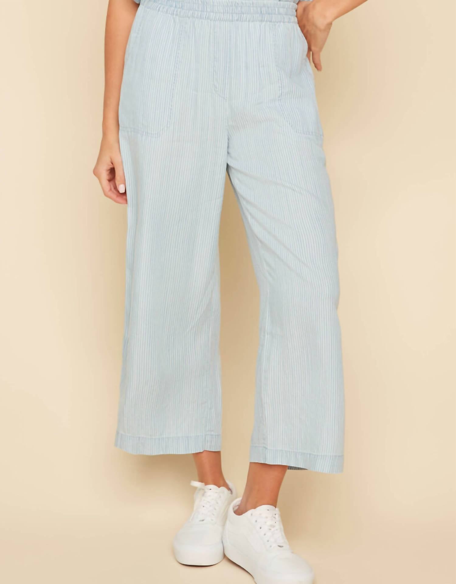 Renuar - Striped Pull On Woven Pant