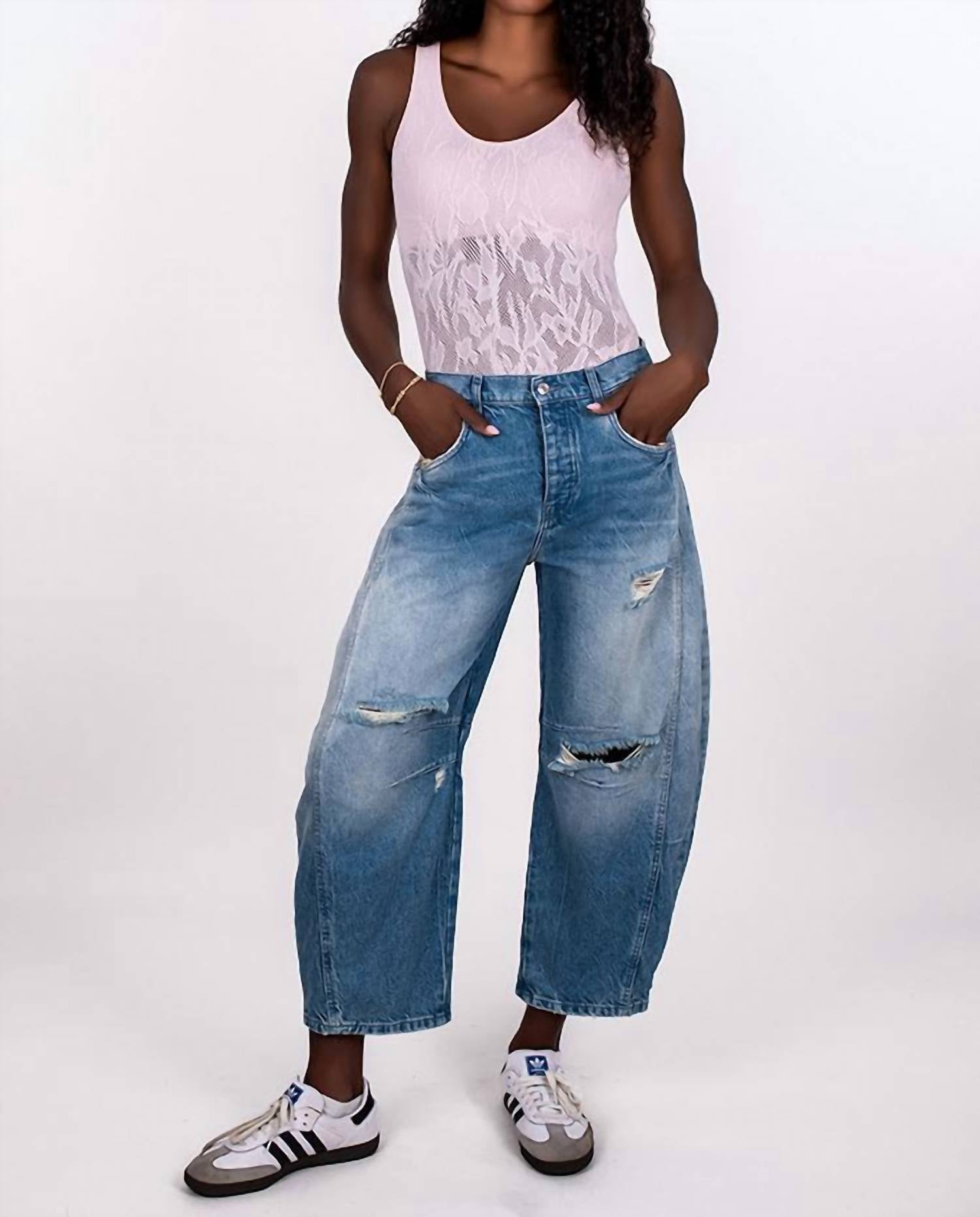 Free People - Women's Good Luck Mid Rise Barrel Jeans