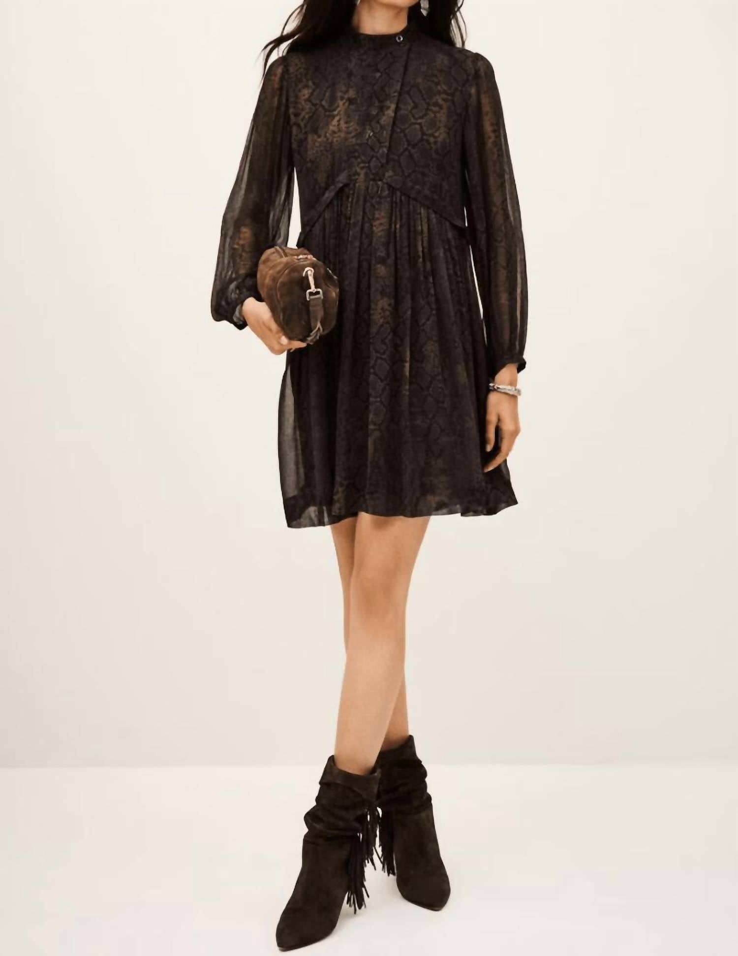 ba&sh Simba Dress in brown - women's dress - detail view