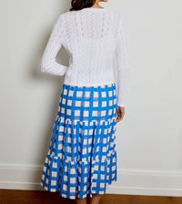 DESIGN HISTORY Pointelle Crew Cardigan in white - women's cardigan - alternate view