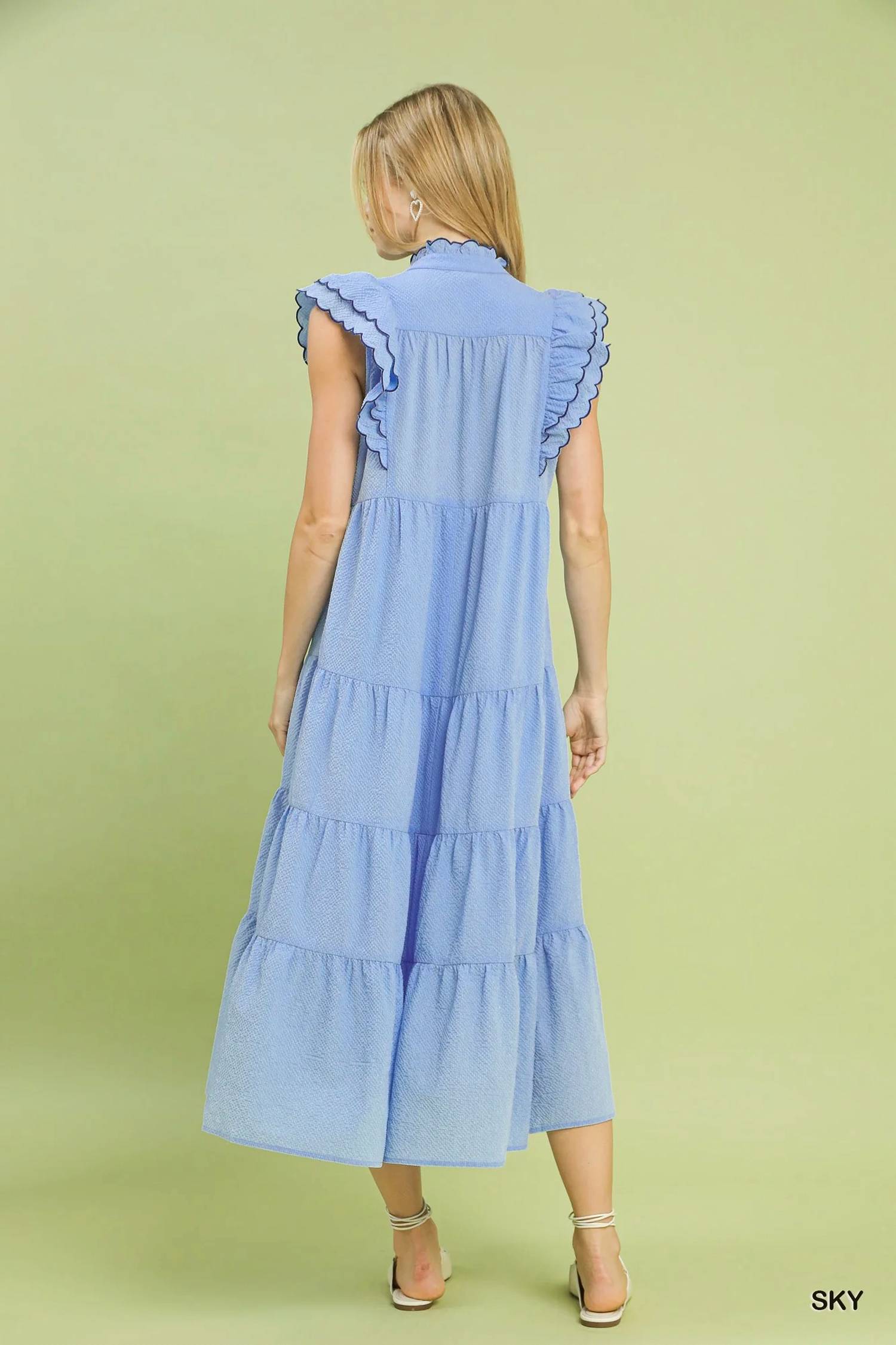Umgee - Seersucker Tiered Midi Dress