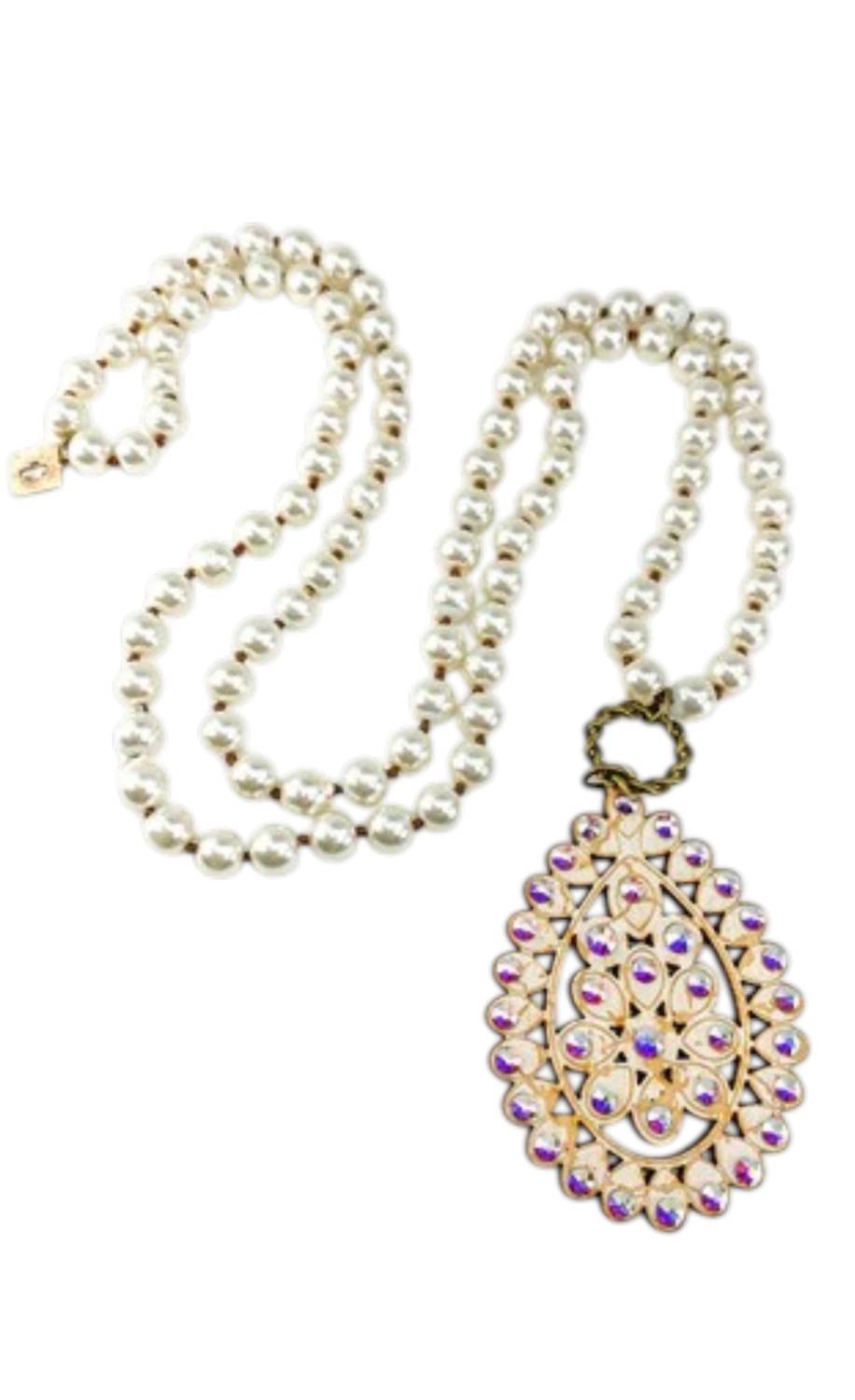 Pink Panache - Women's Santa Fe Teardrop Pearl Necklace