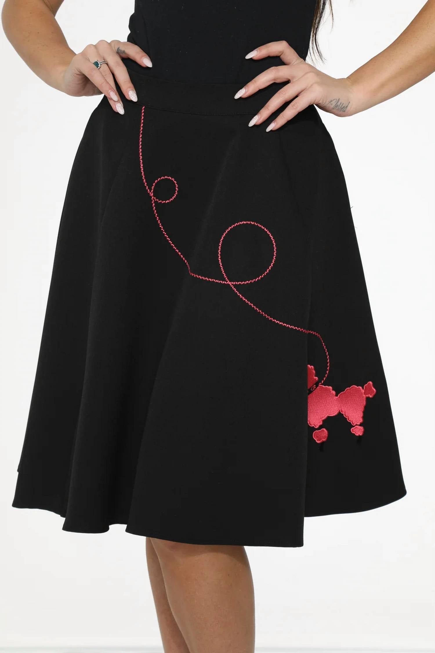Orchid Bloom - Embroidered Poodle Swing Skirt