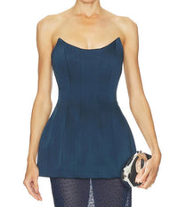 REBECCA VALLANCE Elivera Corset Top in navy - women's blouse