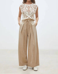 Suncoo - Jeff Wide-leg Darted Pants