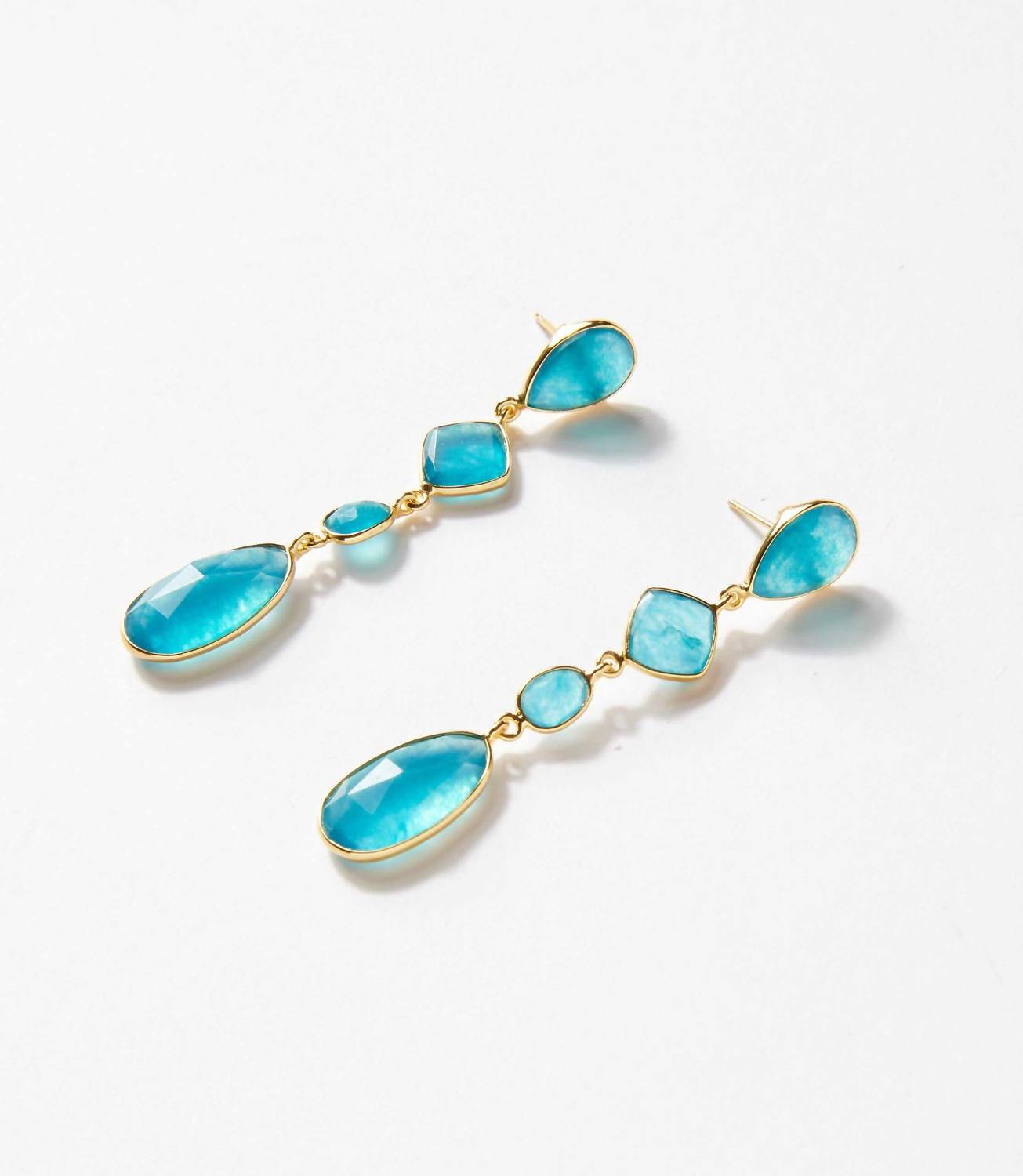 SCHMUCKOO Women's Mixed Gemstone Strand Earrings in blue - women's jewelry - detail view