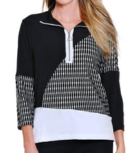 Multiples - 3/4 Sleeve Zip Thru Collar Top