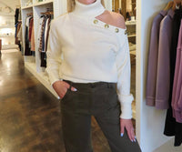 Elan - Cold Shoulder Turtleneck Sweater