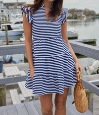 Sail To Sable - Flutter Sleeve Flare Tunic Dress