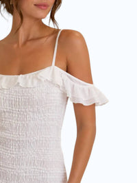 LOST + WANDER Off Shoulder Textured Dress in white - women's dress