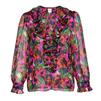 Misa Los Angeles Florence Chiffon Top in jewel tone flora - women's blouse - alternate view