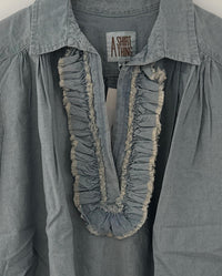 A Shirt Thing - Women's Celine Denim Deep V-neck Shirt
