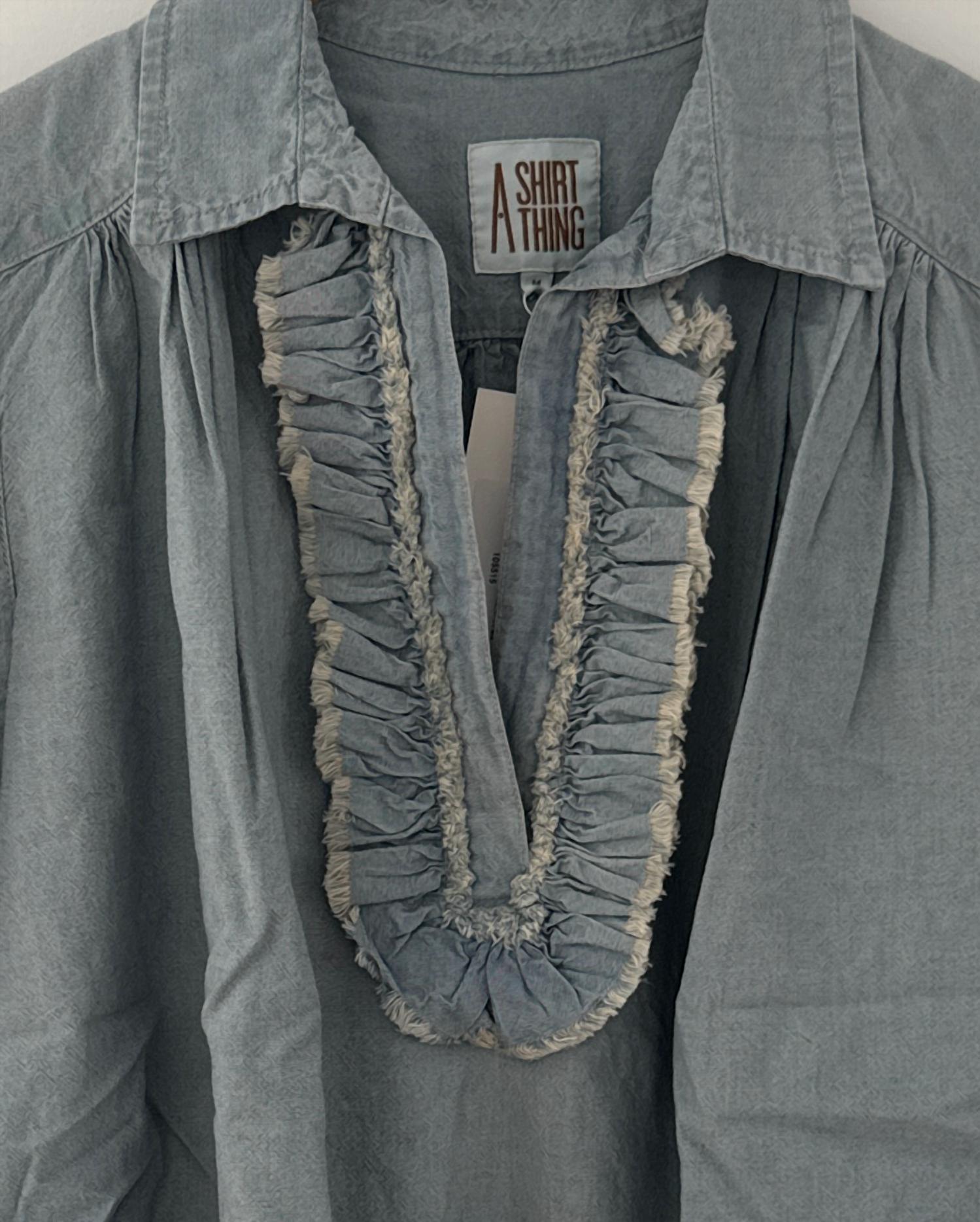 A Shirt Thing - Women's Celine Denim Deep V-neck Shirt