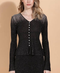 Collective - Metallic Jeweled Button Down Blouse