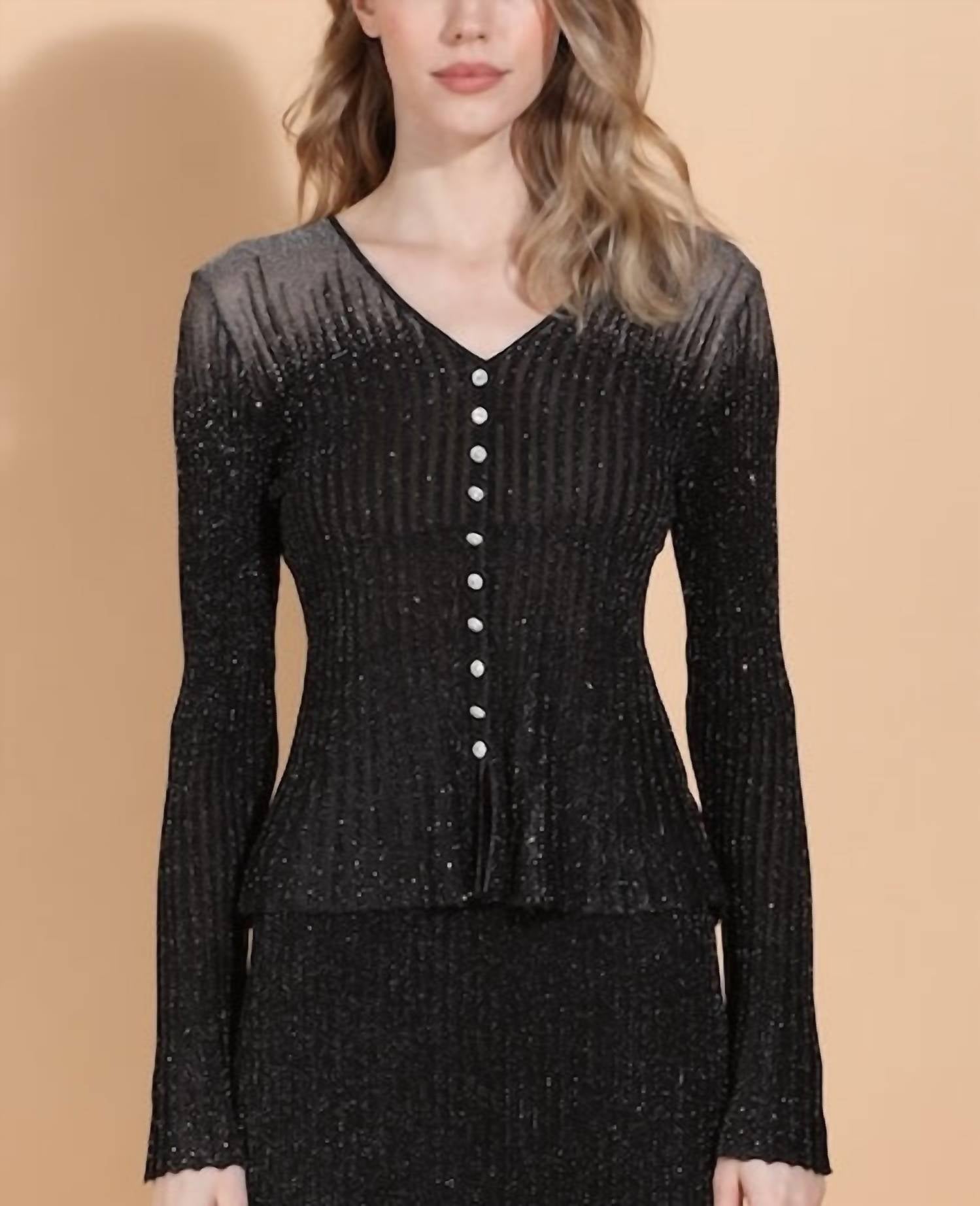 Collective - Metallic Jeweled Button Down Blouse
