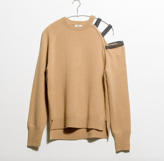 Open Shoulder Embellished Sweater