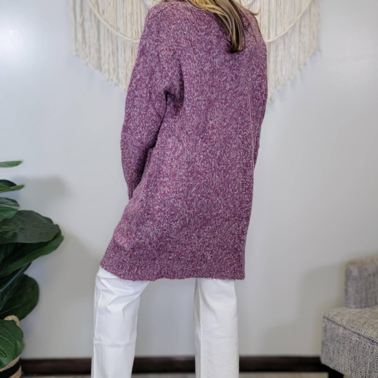GILLI Allison Cardigan in purple - women's cardigan - alternate view