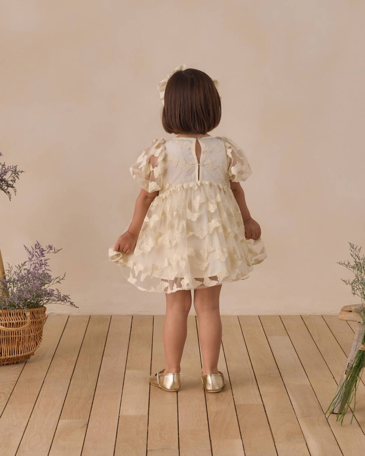 NORALEE Girls Luna Dress in natural - kids' dress - alternate view