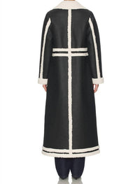 Show Me Your Mumu Swiss Alps Coat in black faux leather with sherpa - women's jacket - detail view
