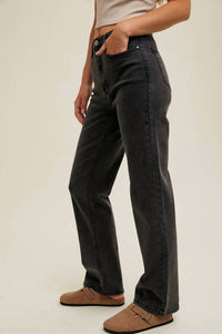 WISHLIST Becky Straight Leg Jeans in black - women's jeans - detail view