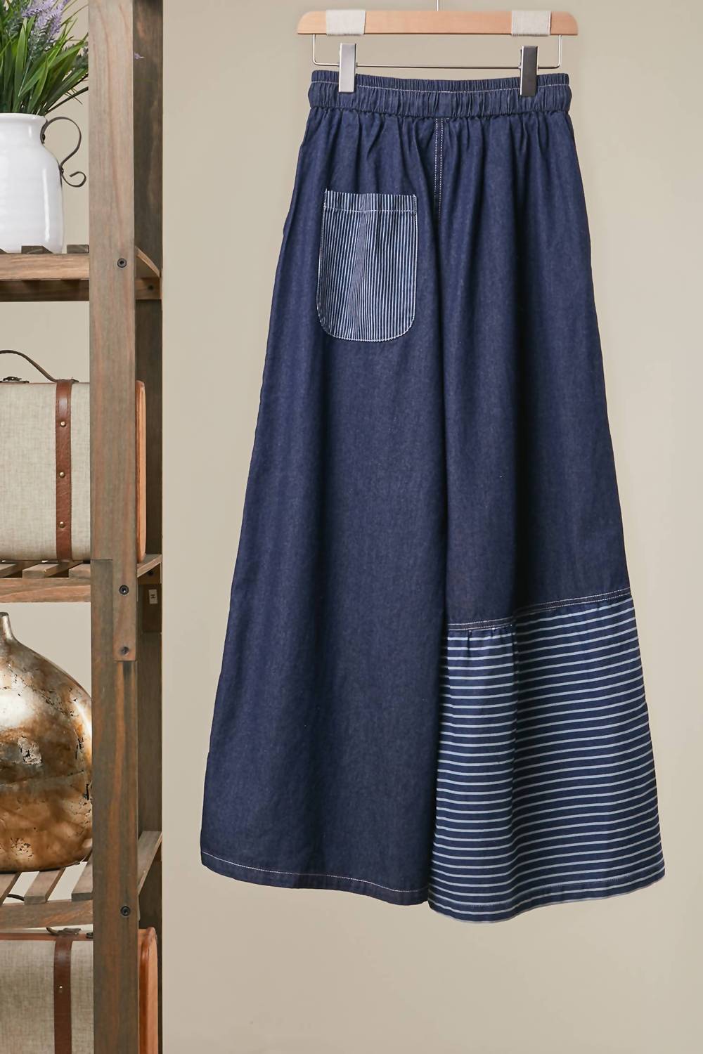 Mello Frayed Star Patch Wide Pants in denim - women's pants - view 4