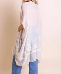 Leto - Lightweight Floral Embroidered Tassels Boho Festival Kimono Wrap