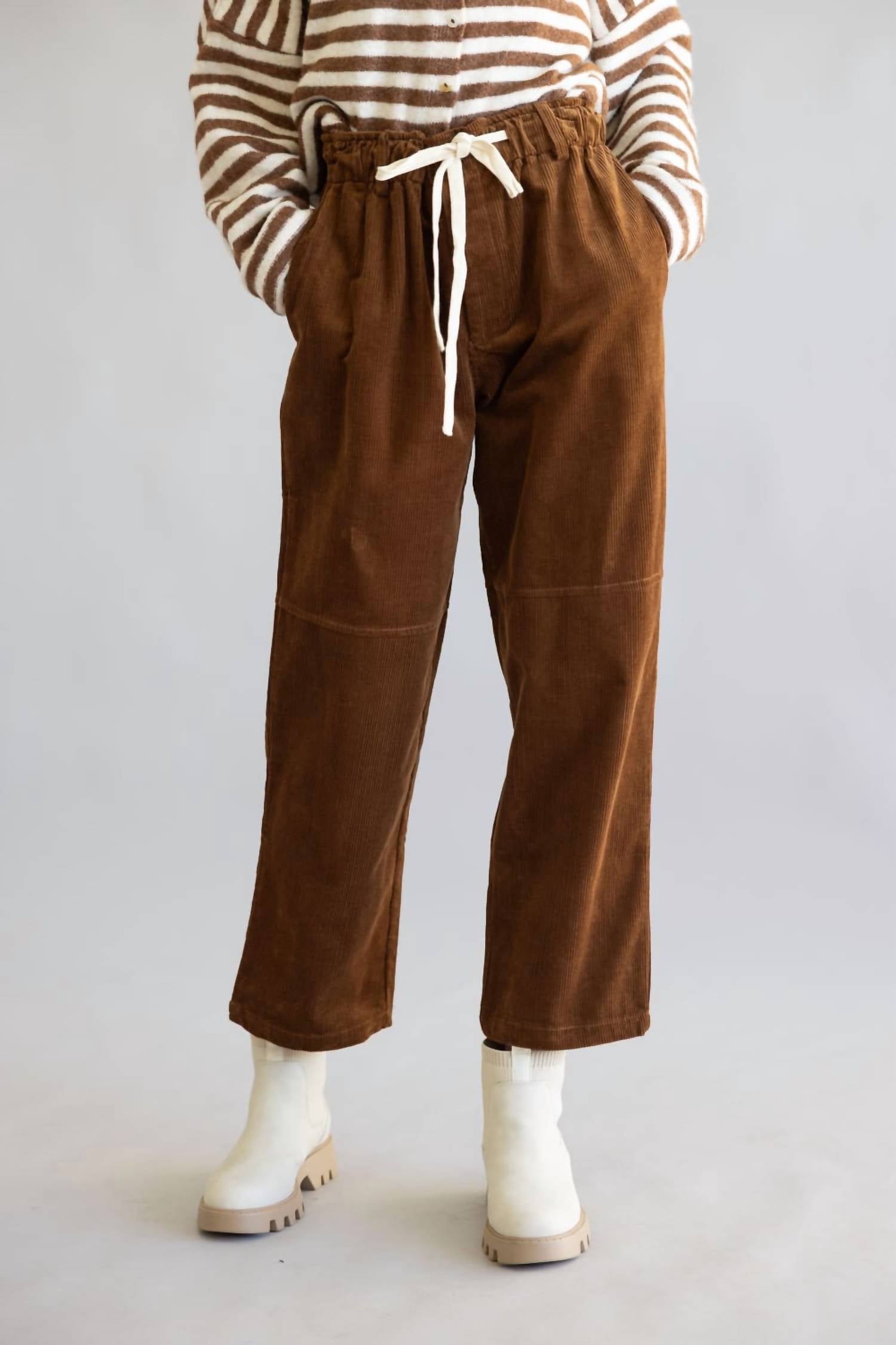 ALLIE ROSE Corduroy Pant in brown - women's pants