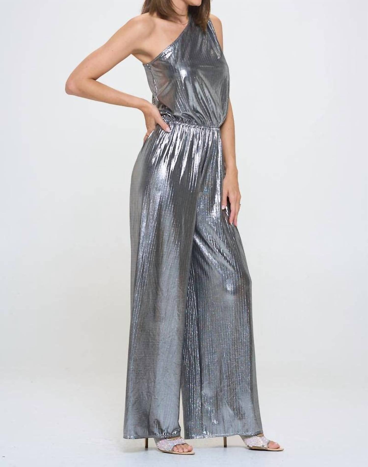 Reneec. - One Shoulder Wide Leg Jumpsuit
