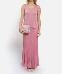 Maison Lurex Women's Gala Lurex Tank Top in malabar rose - women's tank top - detail view