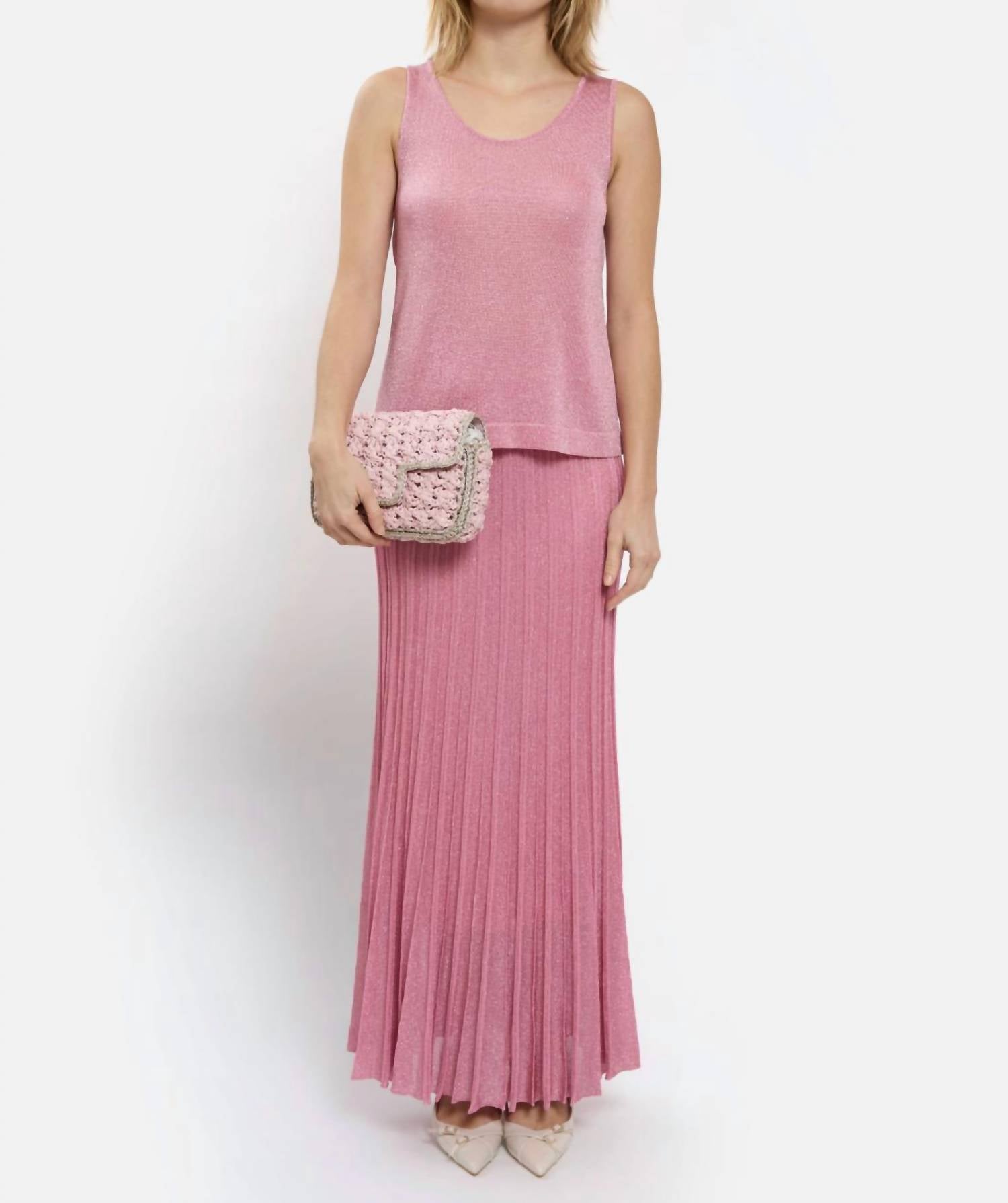 Maison Lurex Women's Gala Lurex Tank Top in malabar rose - women's tank top - detail view