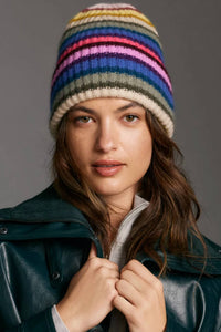 White + Warren Striped Beanie in multi - women's hat
