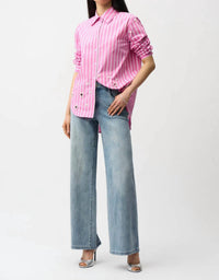 Joseph Ribkoff - Stripe Print Boxy Blouse With Rhinestones