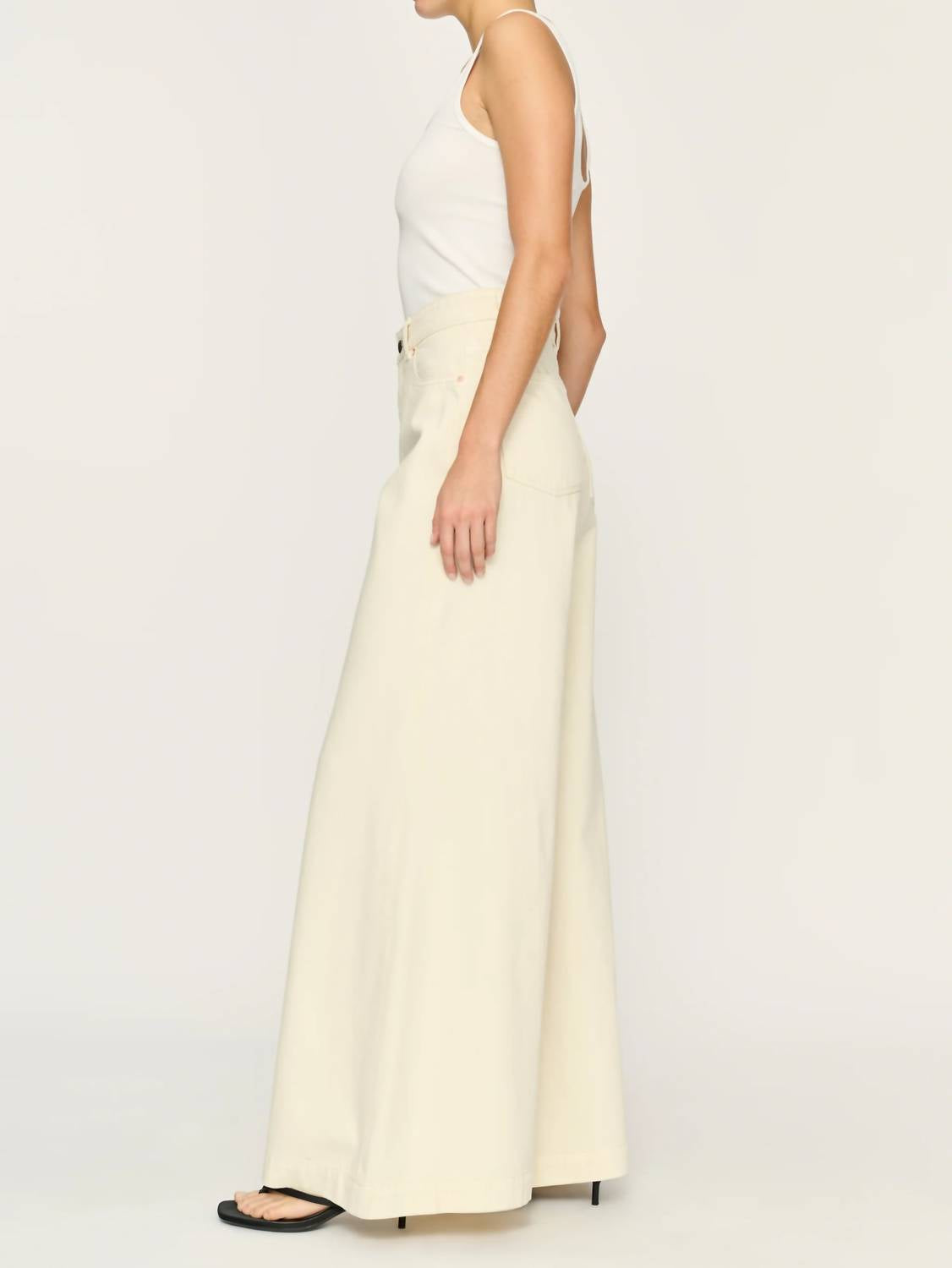 DL1961 - Women's Lucila Ultra Wide Leg Ultra High Rise Pants in flax - women's pants - detail view