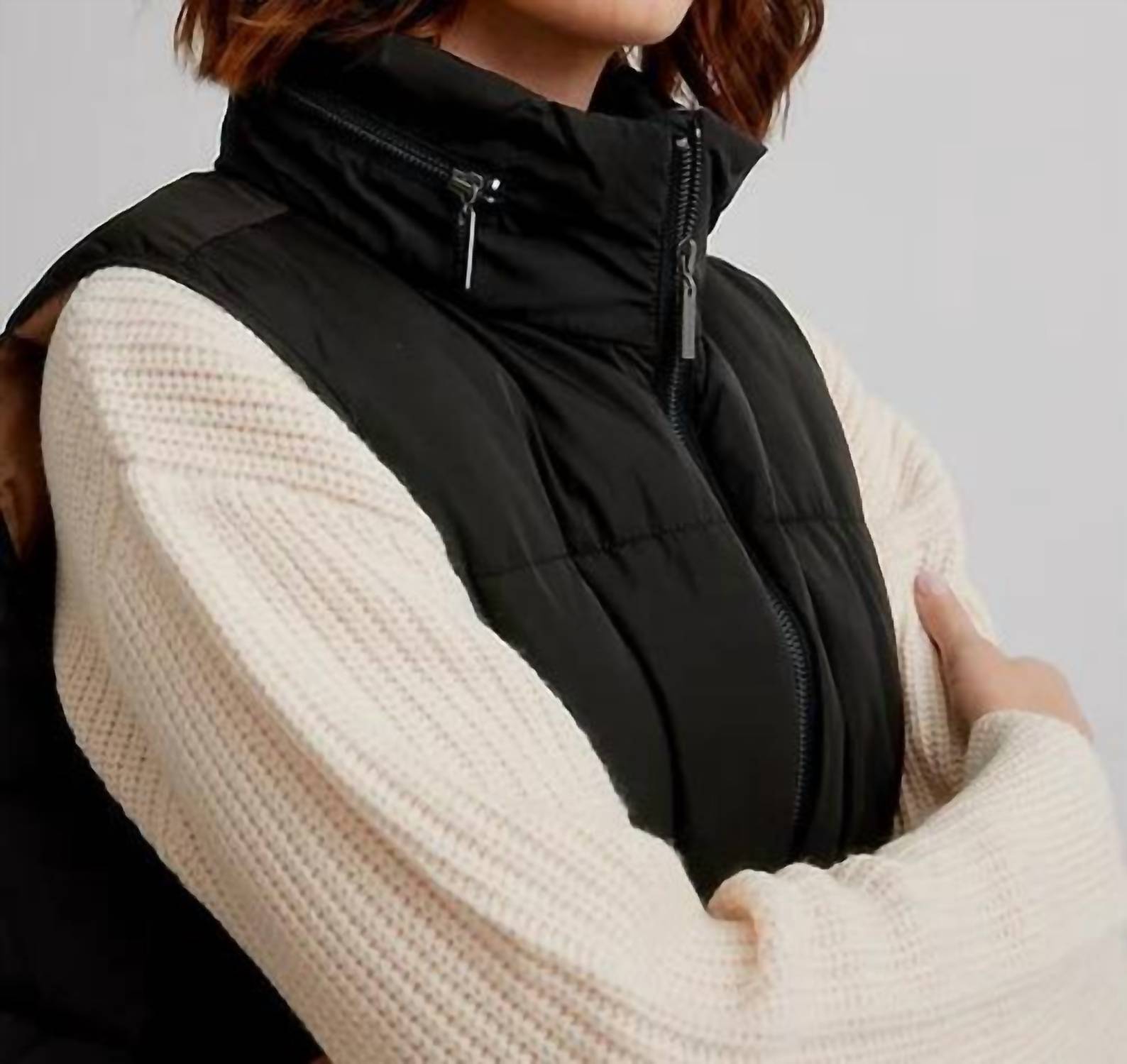 NIKKI JONES Super Light Quilted Puffer Vest in black - women's jacket - view 4