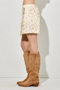 Baevely by Wellmade Horse Print Skort in cream multi - women's shorts - alternate view