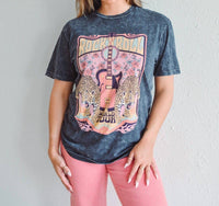 Lotus Fashion Collection World Tour Leopard Graphic Top in vintage black - women's t-shirt