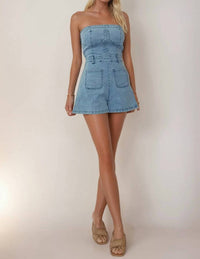 Wisteria Lane - SEXY DENIM STRAPLESS ROMPER