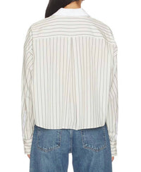 Rag & Bone Marin Stripe Layered Shirt in cream stripe - women's shirt - alternate view