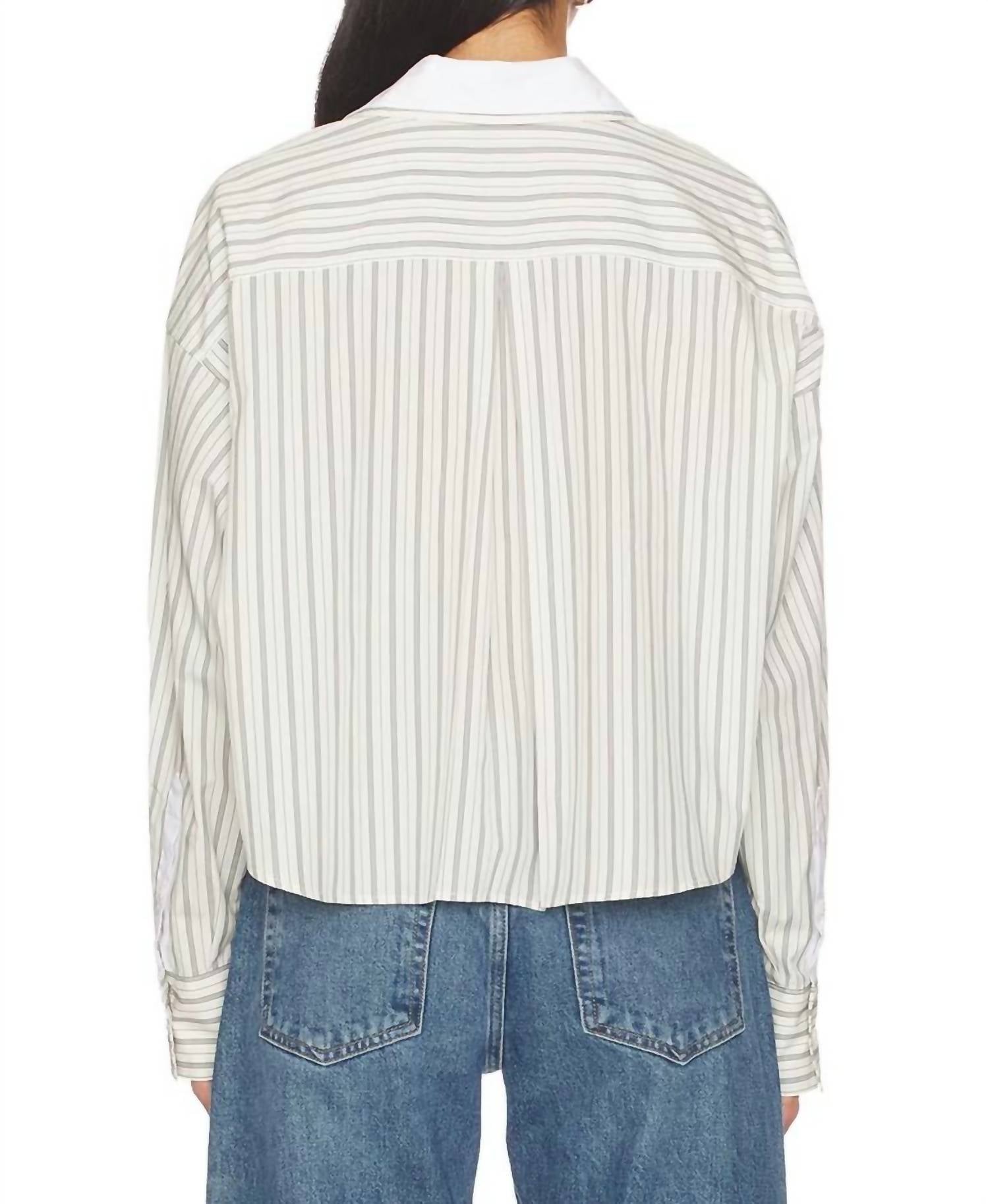 Rag & Bone Marin Stripe Layered Shirt in cream stripe - women's shirt - alternate view