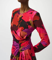 Joseph Ribkoff Floral Bodycon Knee Length Dress in red multi - women's dress - alternate view