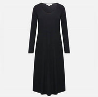 Vince Long Sleeve Scoopneck Midi Dress in black - women's dress - view 4