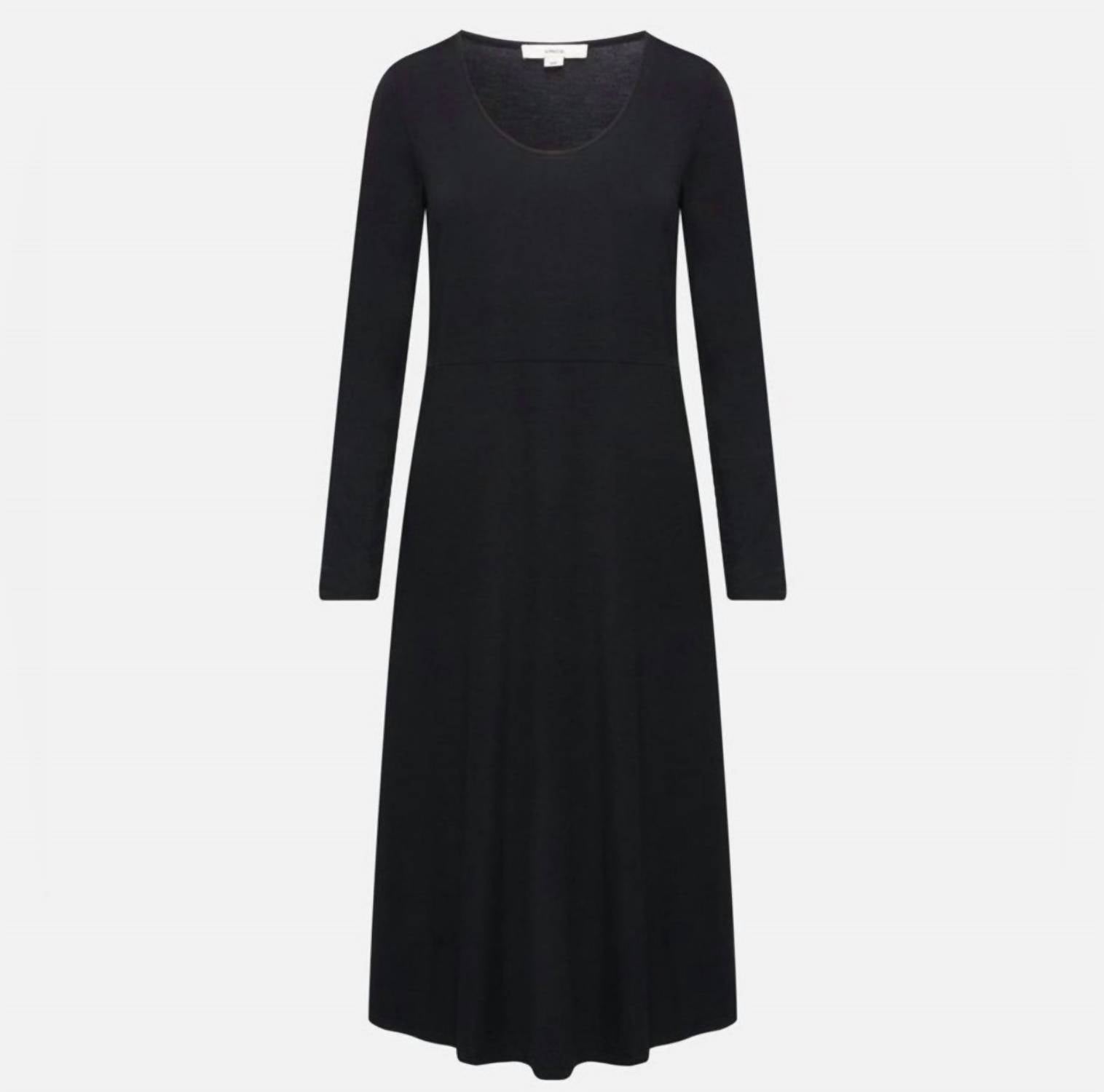 Vince Long Sleeve Scoopneck Midi Dress in black - women's dress - view 4