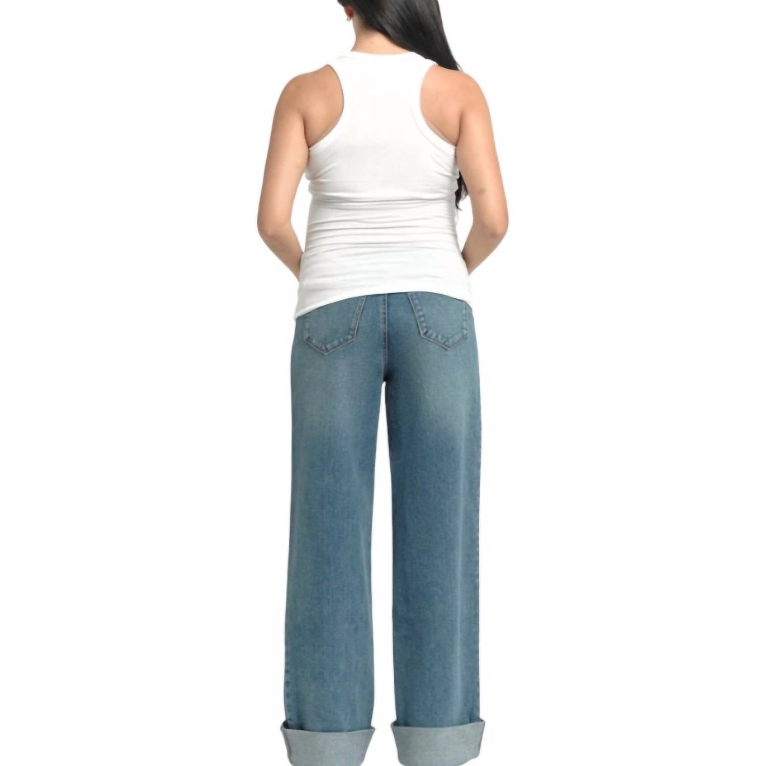 1822 Denim - Maternity Roll Cuff Wide Leg Jean with Bellyband